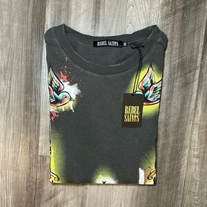 Rebel Saints Skull Dreams Vintage Black Pigment Dye Tee - 2XL